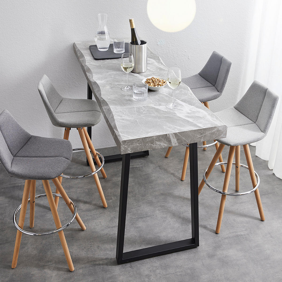 BARHOCKER Webstoff Grau Eisen Buche massiv  - Buchefarben/Grau, MODERN, Holz/Textil (42/100/42cm) - Bessagi Home
