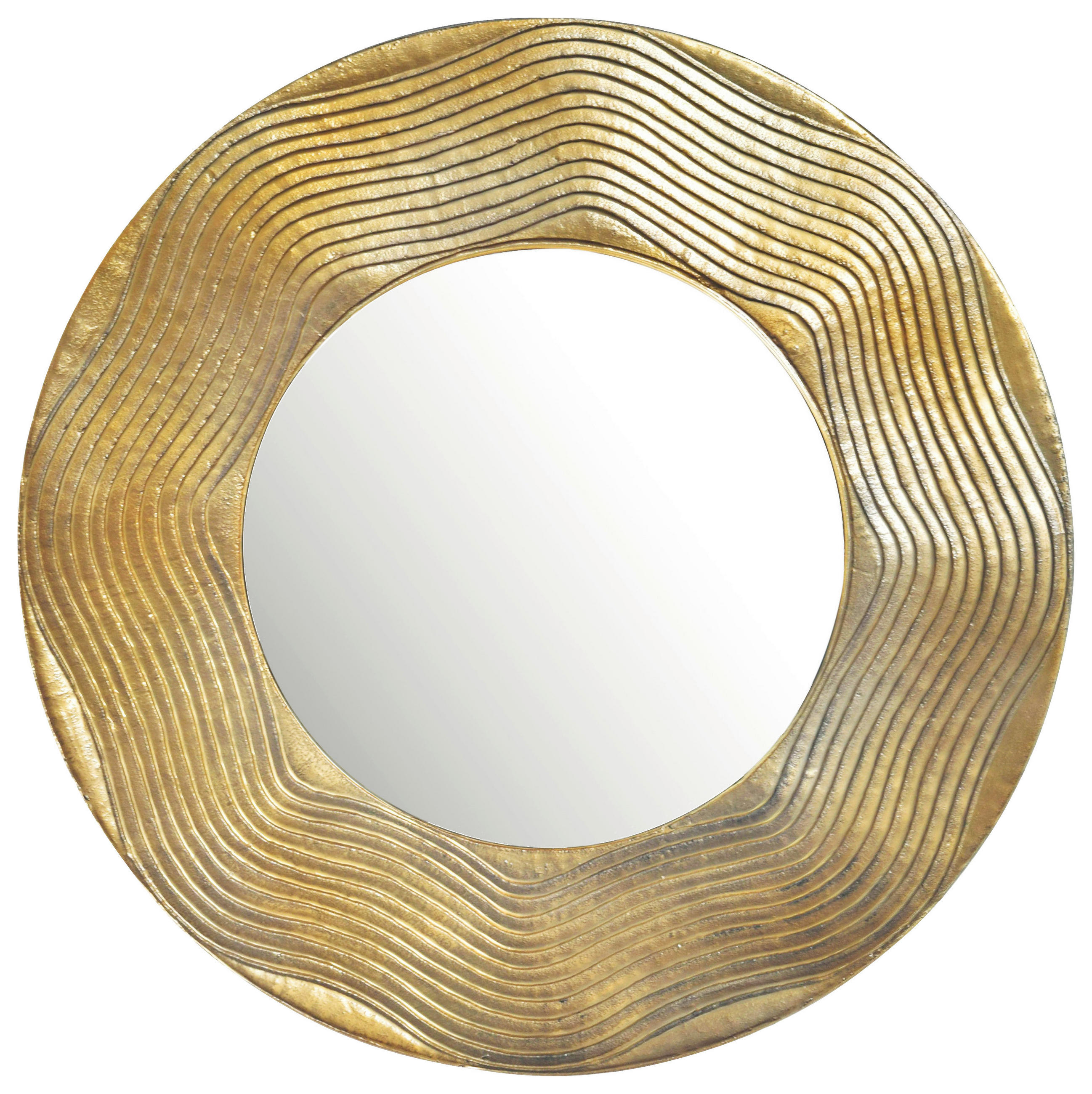 STENSKO OGLEDALO, 74/74/3 cm steklo  - zlate barve, Design, kovina/steklo (74/74/3cm) - MID.YOU