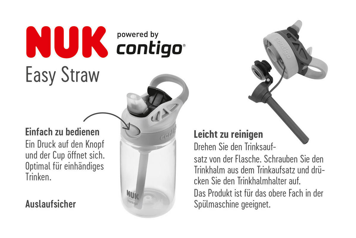 TRINKHALMBECHER - Türkis/Transparent, Basics, Kunststoff (9,8/7,5/17,8cm) - NUK