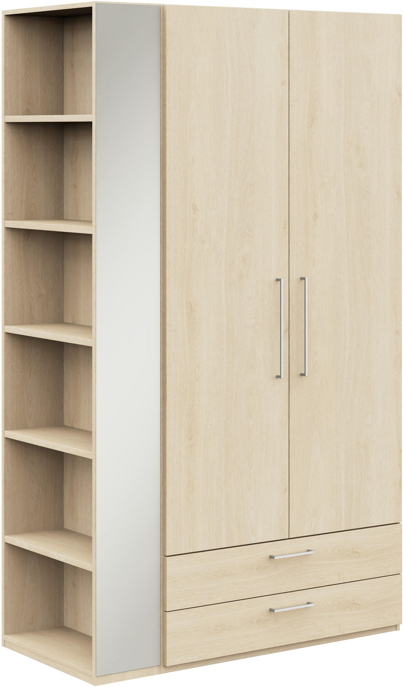 KLEIDERSCHRANK 2-türig Eichefarben, Edelstahlfarben  - Edelstahlfarben/Eichefarben, Design, Holzwerkstoff/Metall (126,3/213,6/59,3cm) - Cantus