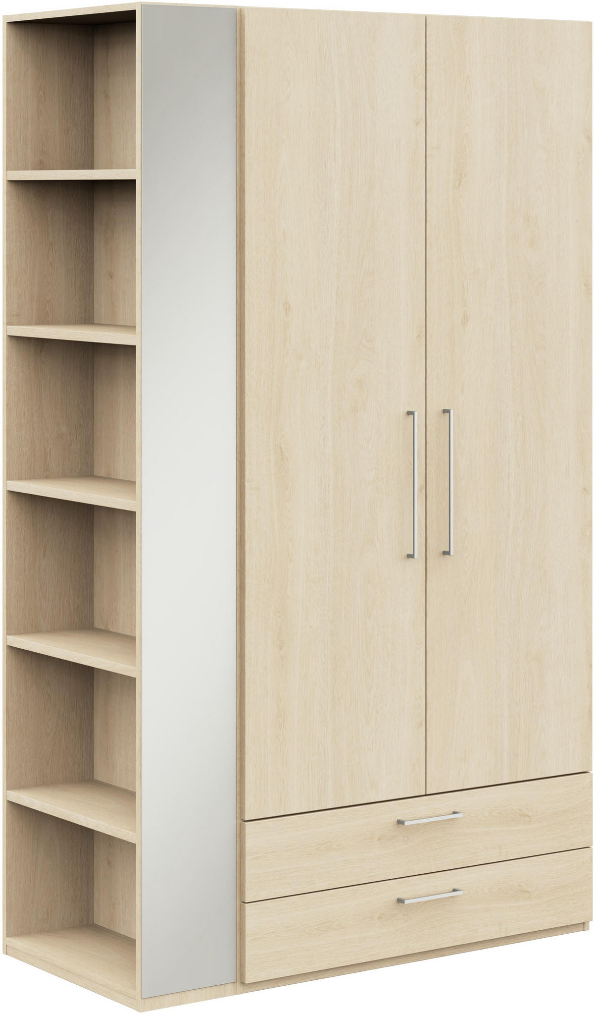KLEIDERSCHRANK in Eichefarben, Edelstahlfarben  - Edelstahlfarben/Eichefarben, Design, Holzwerkstoff/Metall (126,3/213,6/59,3cm) - Cantus