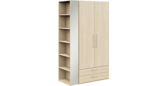 KLEIDERSCHRANK 2-türig Eichefarben, Edelstahlfarben  - Edelstahlfarben/Eichefarben, Design, Holzwerkstoff/Metall (126,3/213,6/59,3cm) - Cantus