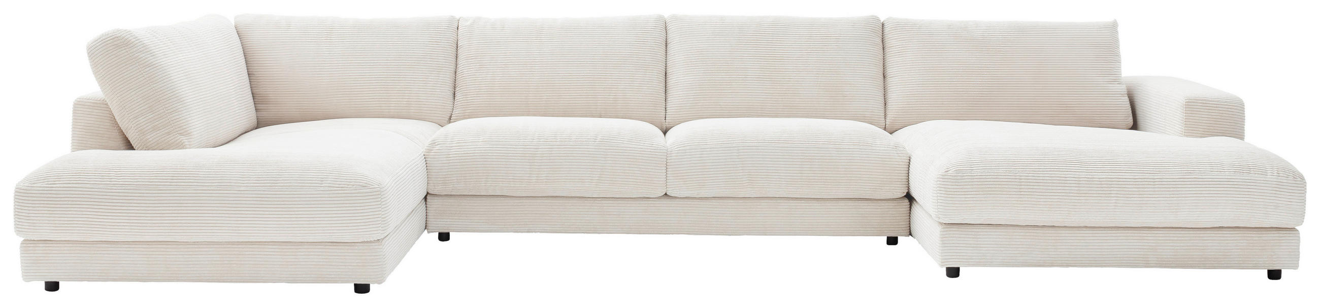WOHNLANDSCHAFT in Cord Weiss  - Weiss/Schwarz, Design, Kunststoff/Textil (224/425/190cm) - Hom`in