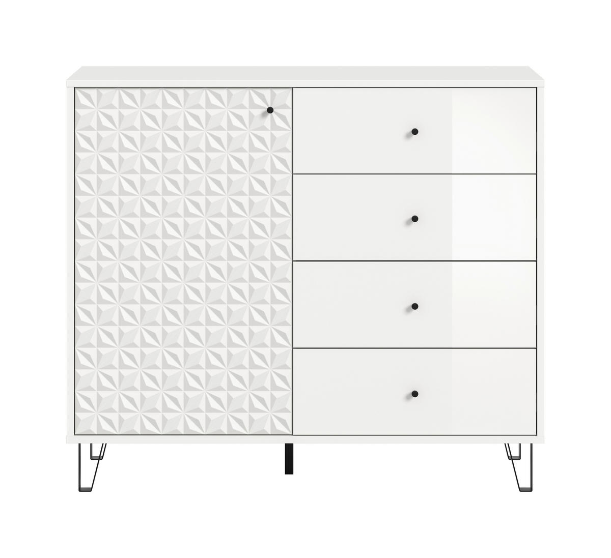 HIGHBOARD  in 110/96/40 cm  - Weiß Hochglanz/Schwarz, Design, Holzwerkstoff/Kunststoff (110/96/40cm) - Livetastic