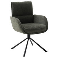 ARMLEHNSTUHL  Sitzfläche 360° drehbar, automatische Rückholfunktion Webstoff  Schwarz, Olivgrün  - Schwarz/Olivgrün, Design, Textil/Metall (62/92/65cm) - Novel