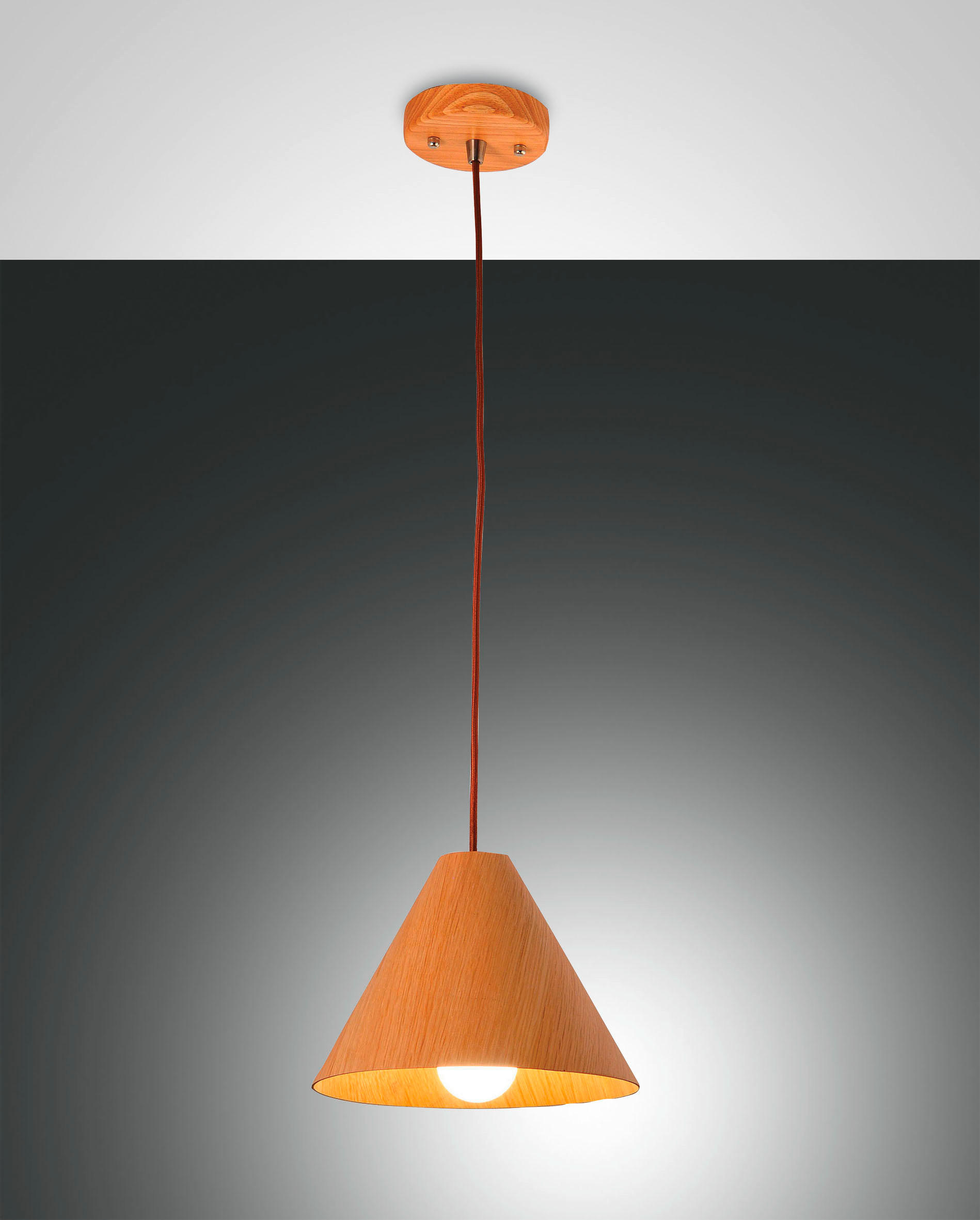 PENDELLEUCHTE 25/200 cm  - Design, Holz/Textil (25/200cm) - Fabas Luce