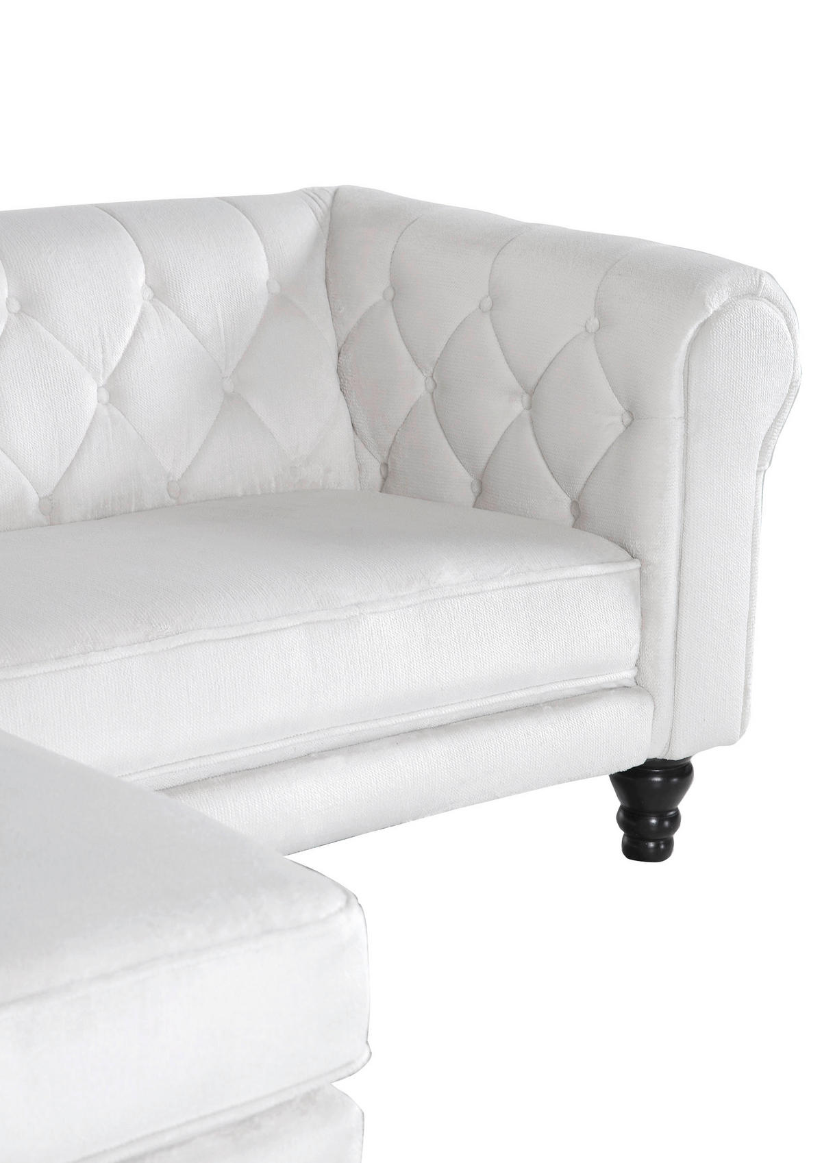 ECKSOFA in Plüsch Weiß  160/260 cm  - Dunkelbraun/Weiß, Design, Holz/Textil (160/260cm) - MID.YOU