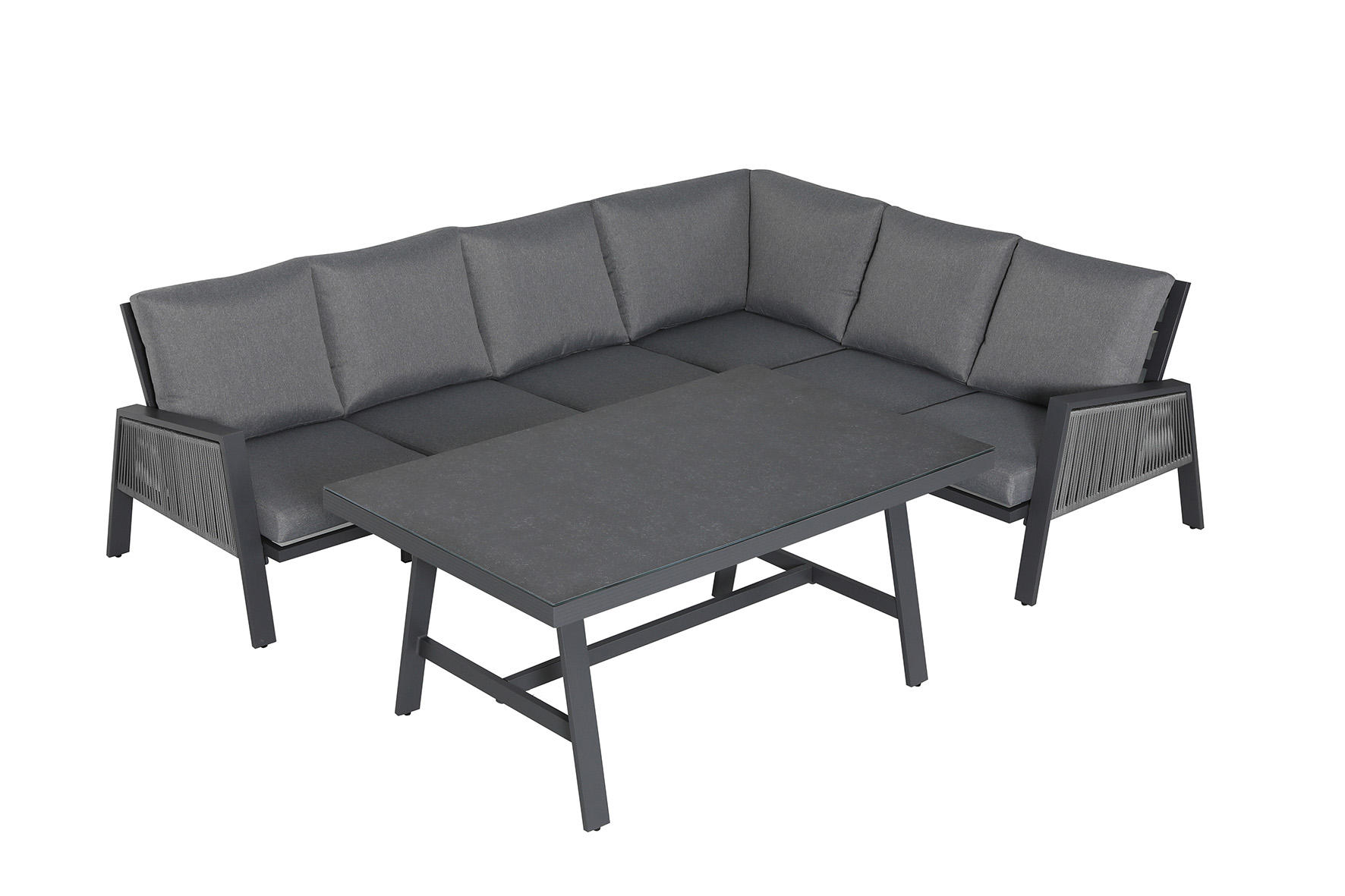LOUNGE GARNITURA  antracit   - tamno siva/antracit, Moderno, metal/tekstil (279/219cm) - Amatio