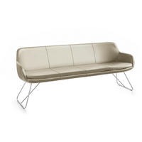 SITZBANK 200/87/65 cm Echtleder Sandfarben Metall  - Sandfarben/Edelstahlfarben, Design, Leder/Metall (200/87/65cm) - Musterring