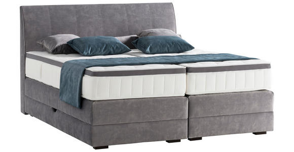 BOXSPRINGBETT 160/200 cm  in Grau  - Wengefarben/Grau, KONVENTIONELL, Holz/Textil (160/200cm) - Novel