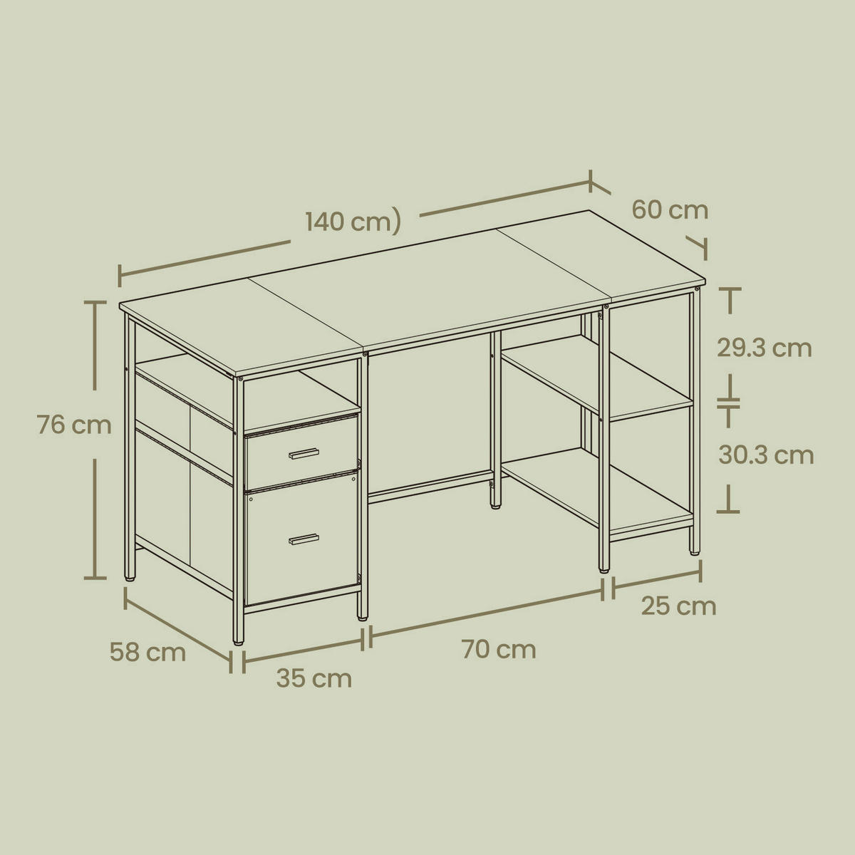 SCHREIBTISCH 140/60/76 cm Braun, Schwarz  - Schwarz/Braun, Basics, Holzwerkstoff/Textil (140/60/76cm) - Boxxx