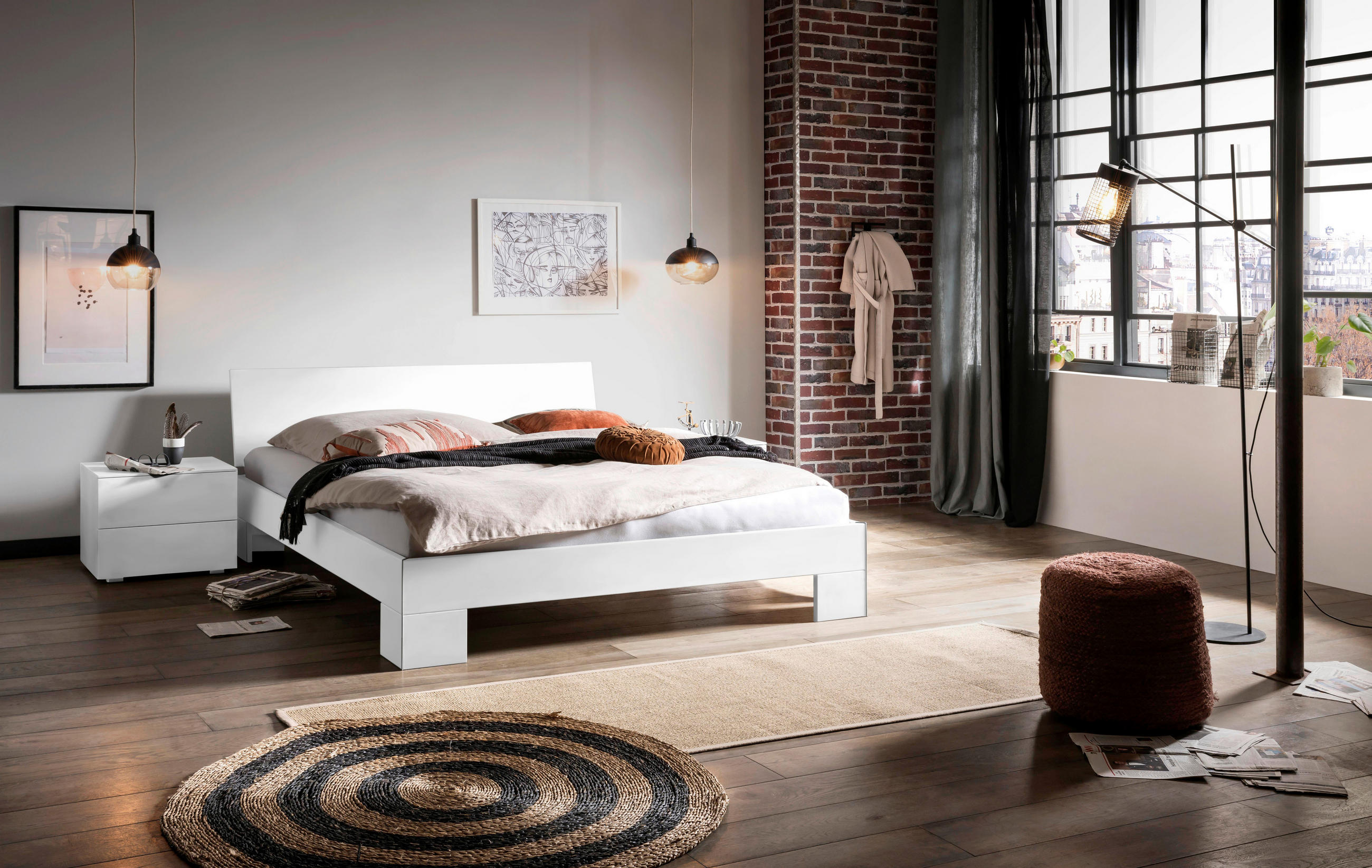 BETT 160/200 cm  in Weiß  - Weiß, Design, Holzwerkstoff (160/200cm) - Hasena