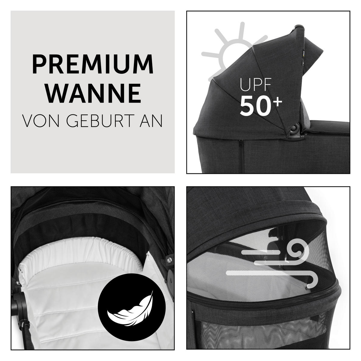 SET DJEČJIH KOLICA  Vision X  - crna, Basics, tekstil/metal (58/104,5/94cm) - Hauck