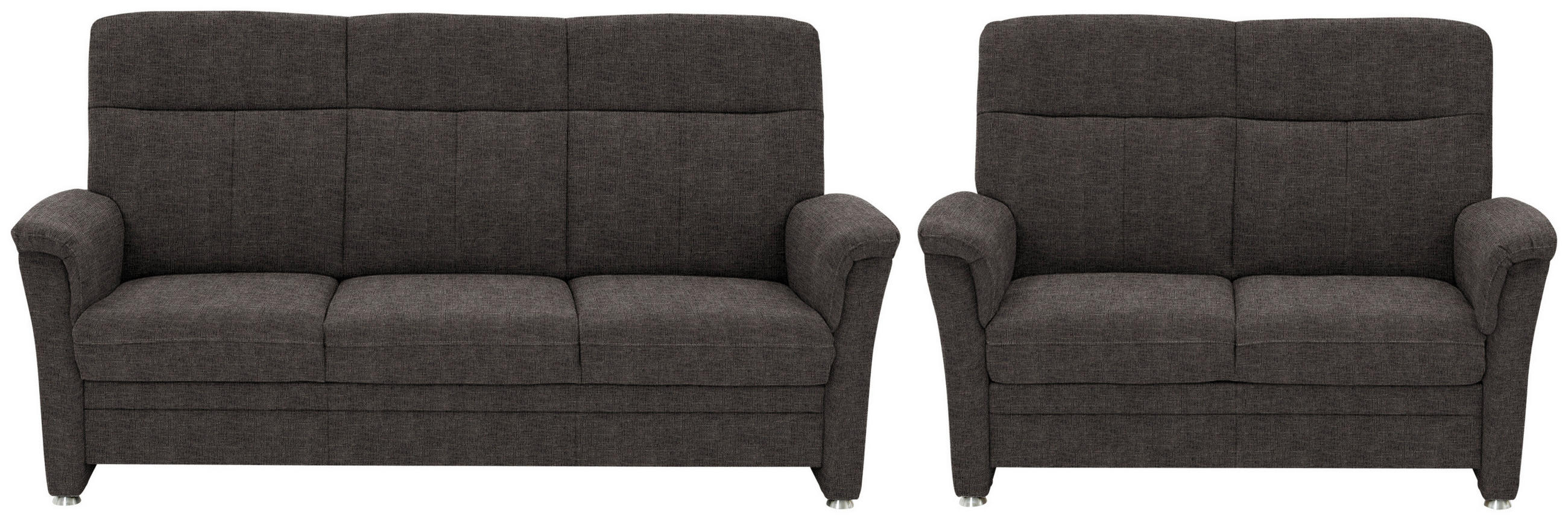SITZGARNITUR  in Flachgewebe Dunkelbraun  - Dunkelbraun/Alufarben, KONVENTIONELL, Textil/Metall (142-194/100/89cm) - Beldomo Comfort