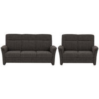 SITZGARNITUR  in Flachgewebe Dunkelbraun  - Dunkelbraun/Alufarben, KONVENTIONELL, Textil/Metall (142-194/100/89cm) - Beldomo Comfort