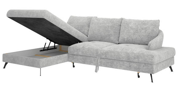 ECKSOFA in Webstoff Hellgrau  - Hellgrau/Schwarz, KONVENTIONELL, Textil/Metall (183/293cm) - Carryhome