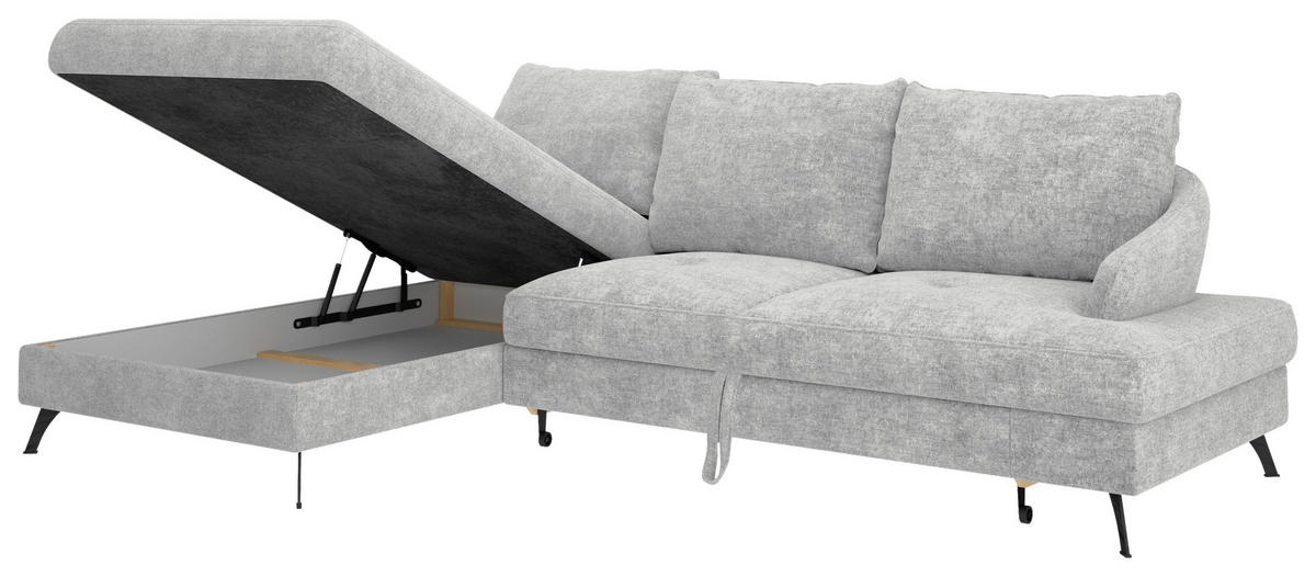 ECKSOFA in Webstoff Hellgrau  - Hellgrau/Schwarz, KONVENTIONELL, Textil/Metall (183/293cm) - Carryhome