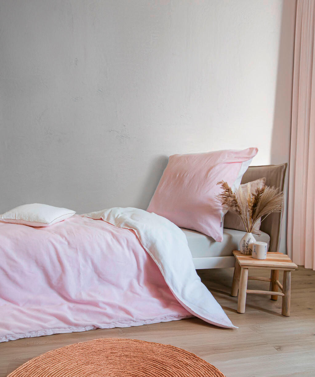 BETTWÄSCHE 135/200 cm Provence Wende Leinenoptik  - Pink/Creme, Basics, Textil (135/200cm) - Fleuresse