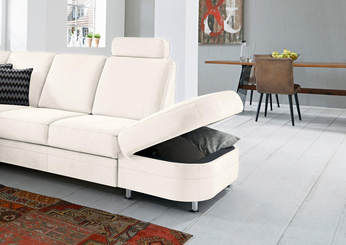 ECKSOFA in Flachgewebe Naturfarben  - Alufarben/Naturfarben, Konventionell, Textil/Metall (269/287cm) - Beldomo System