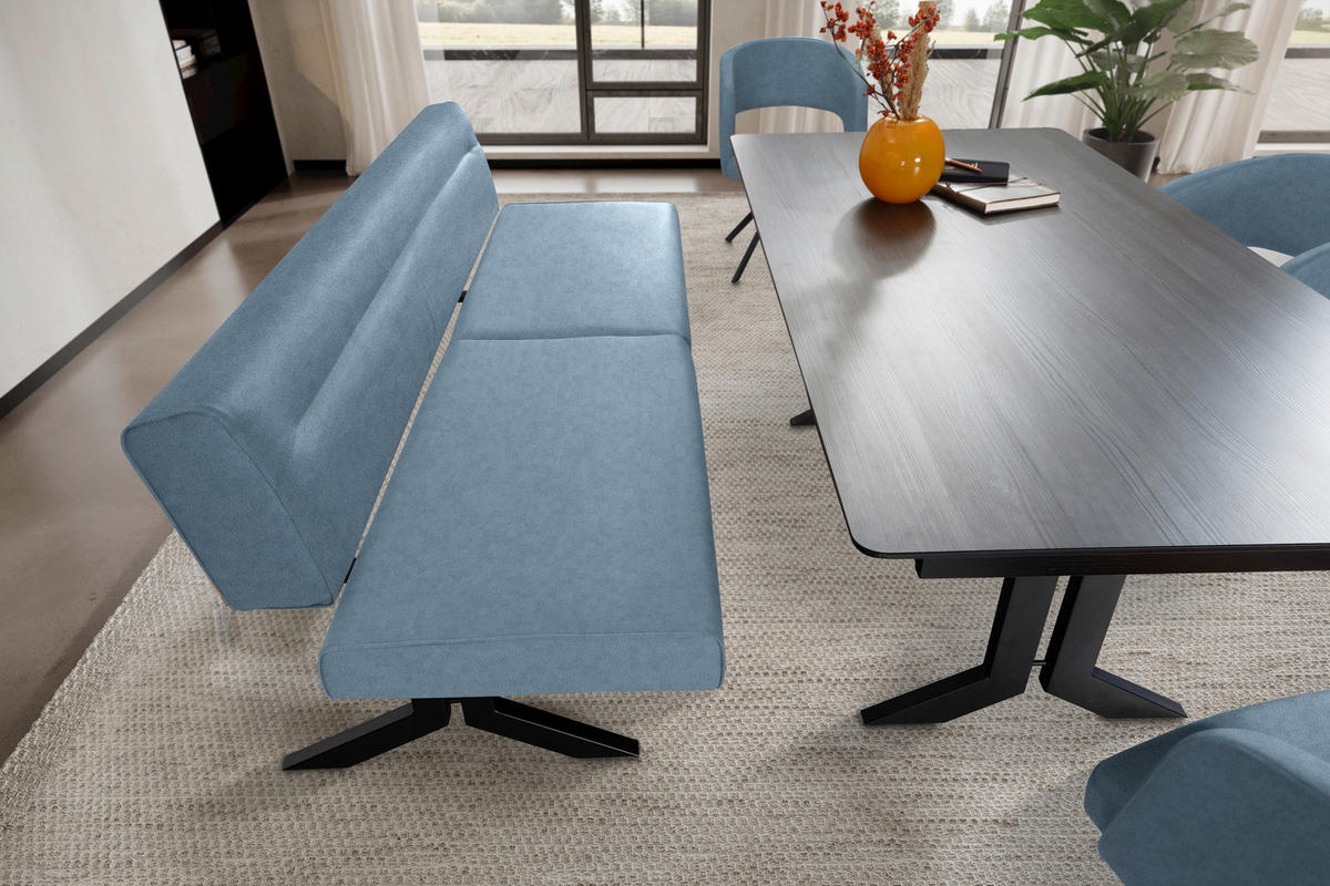 SITZBANK in Metall, Textil Hellblau  - Schwarz/Hellblau, Konventionell, Textil/Metall (220/87/70-86cm) - Moderano