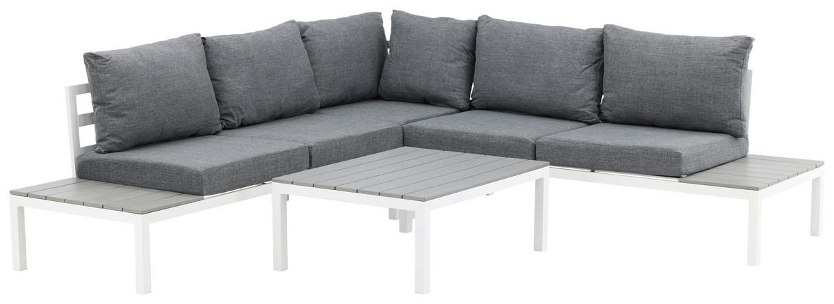 LOUNGEGARNITUR 133/167 cm Aluminium  - Weiß, KONVENTIONELL, Metall (133/167cm) - Gardenson