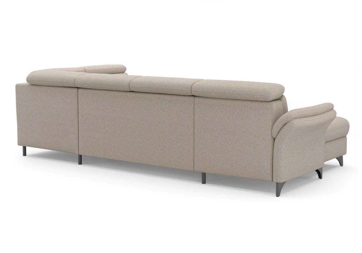 WOHNLANDSCHAFT GLENDALE E in Flachgewebe Taupe  - Taupe/Schwarz, KONVENTIONELL, Textil/Metall (166/321/193cm) - Sit & More