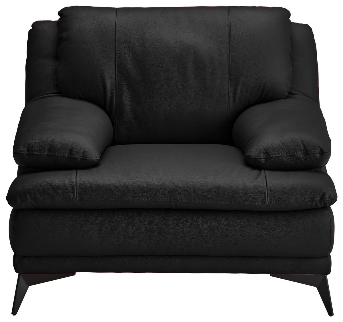 SESSEL in Echtleder Schwarz  - Schwarz, Design, Leder/Metall (115/92/98cm) - Novel