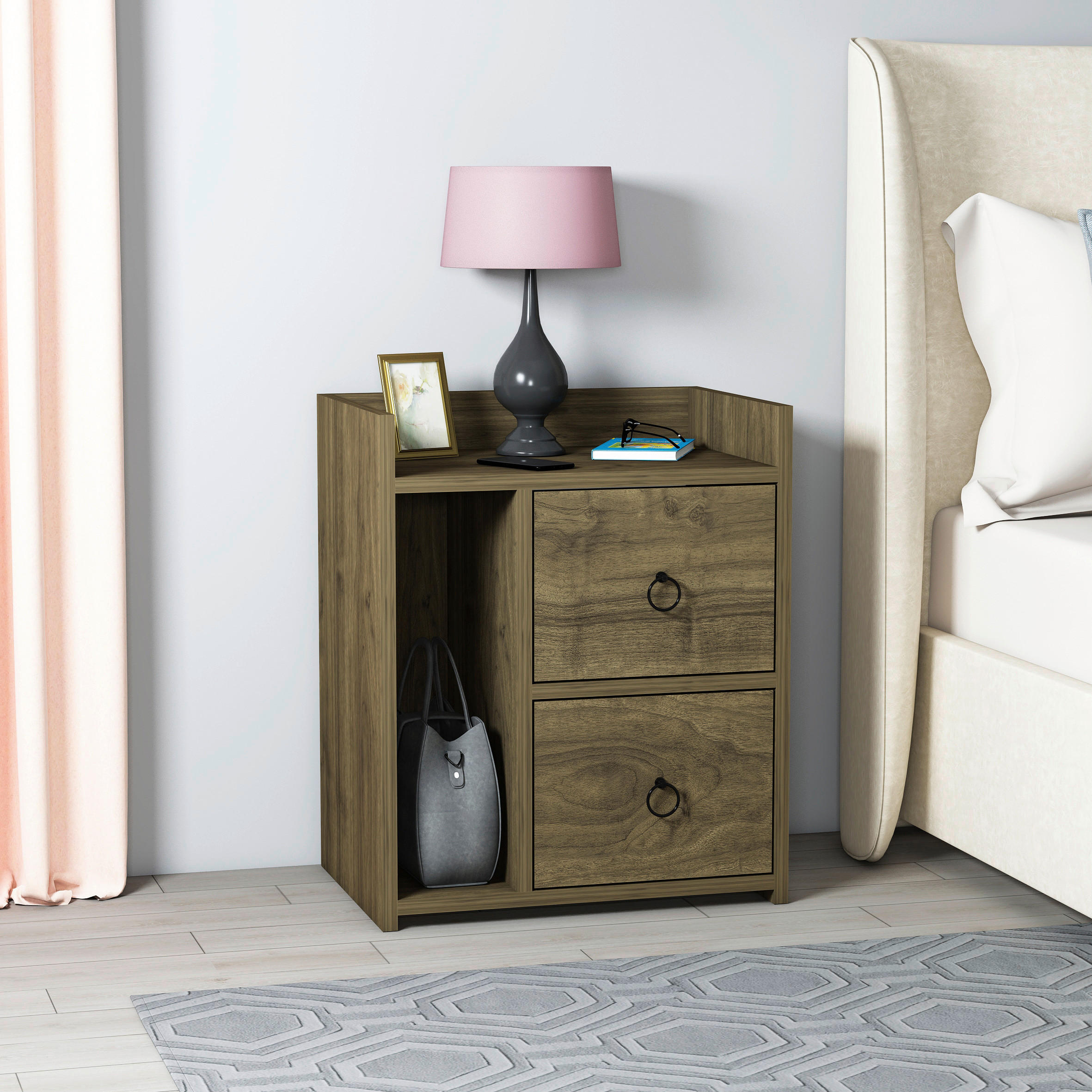 NACHTSCHRANK 50/60/35 cm  - Walnussfarben, Design, Holzwerkstoff (50/60/35cm) - MID.YOU