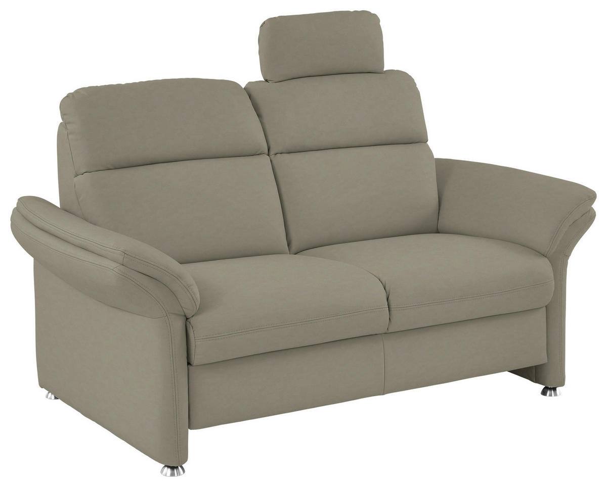 2-SITZER-SOFA in Echtleder Hellgrau  - Hellgrau/Alufarben, Konventionell, Leder/Metall (170/96/92cm) - Beldomo Premium