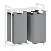 WÄSCHEKORB - Weiß/Grau, Trend, Holzwerkstoff/Textil (73/72/33cm) - MID.YOU