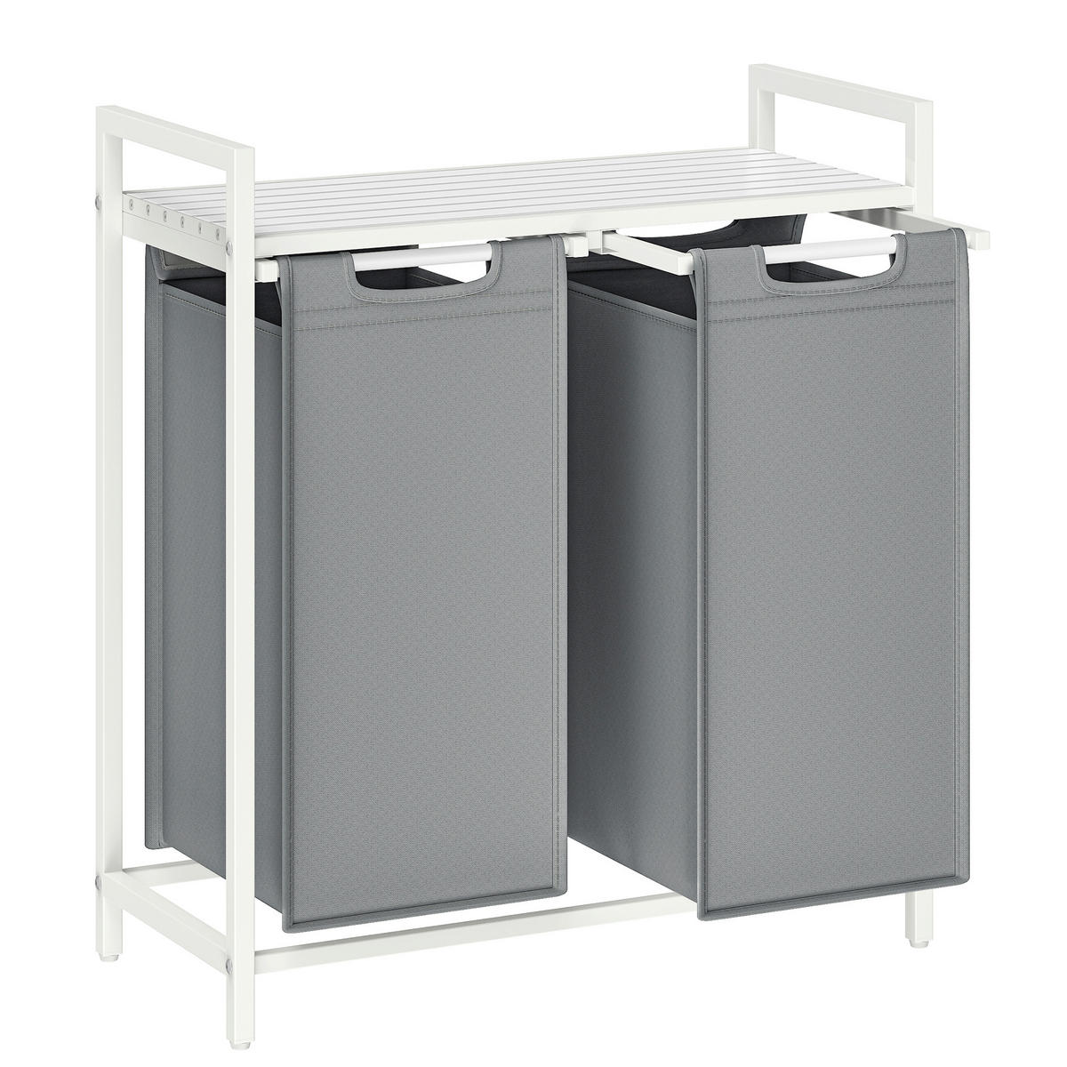 WÄSCHEKORB - Weiß/Grau, Trend, Holzwerkstoff/Textil (73/72/33cm) - MID.YOU