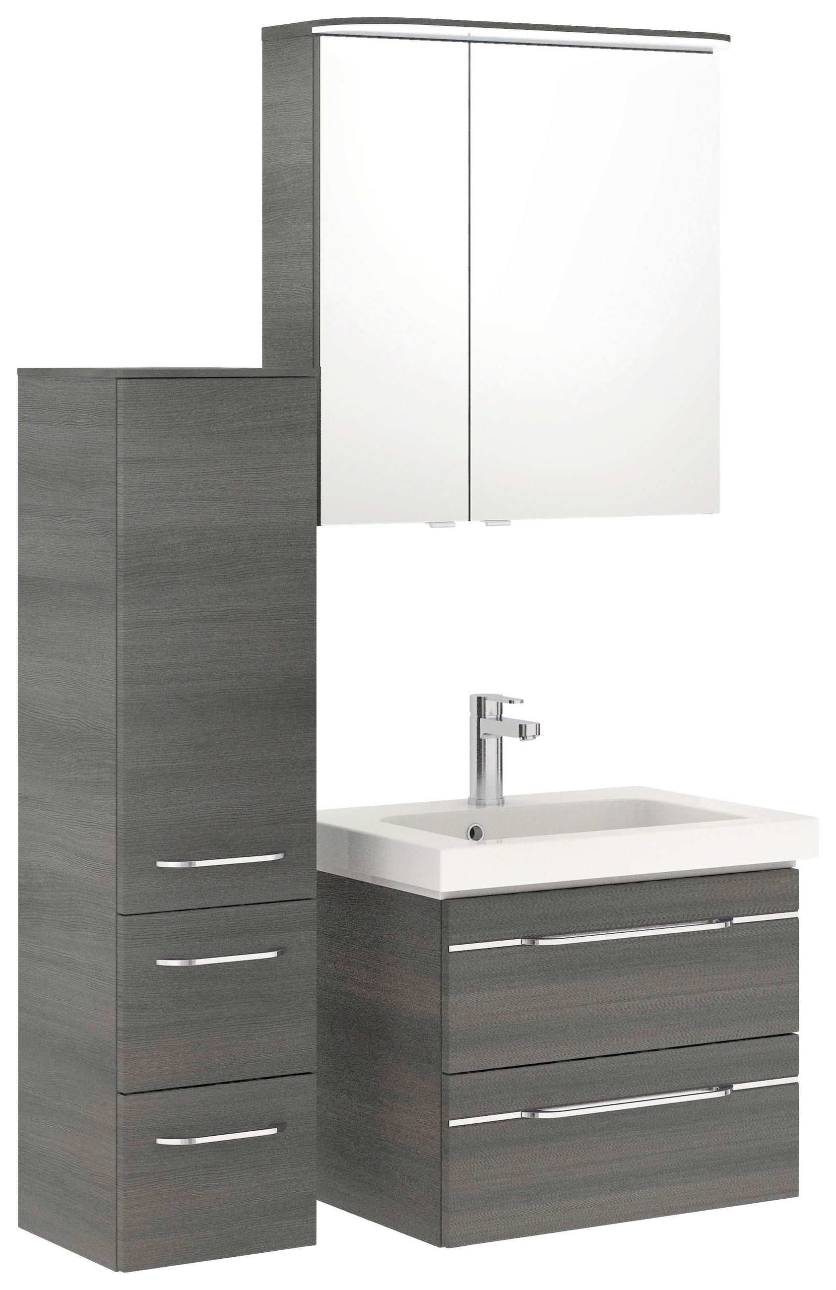 BADEZIMMER 4-teilig in 100 cm - Chromfarben/Graphitfarben, KONVENTIONELL, Glas/Holzwerkstoff (100cm) - Pelipal