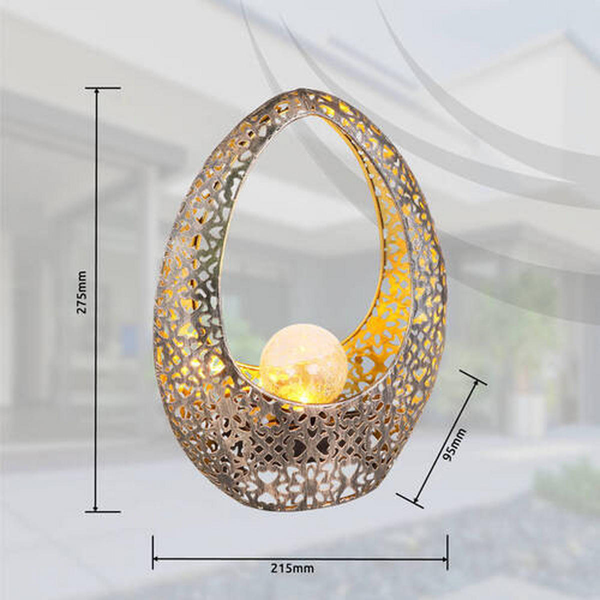 SOLCELLSLAMPA - klar/bronsfärgad, Design, metall/glas (21,5/9,5/27,5cm) - Globo