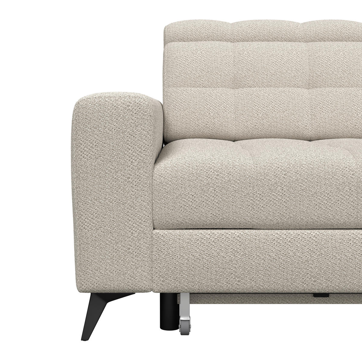 ECKSOFA BARLETTA NEW Greige Velours Bettkasten, Kopfteilverstellung, Sitztiefenverstellung, Liegefläche im Originalstoff  - Greige/Schwarz, ROMANTIK / LANDHAUS, Textil/Metall (289/228cm) - MID.YOU