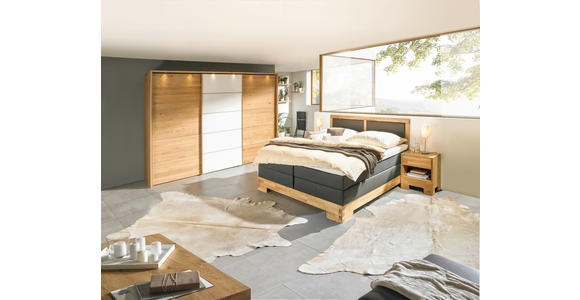 BOXSPRINGBETT 180/200 cm  in Braun, Eichefarben  - Eichefarben/Braun, Natur, Holz/Textil (180/200cm) - Linea Natura