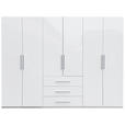 KLEIDERSCHRANK  in Weiß, Weiß Hochglanz  - Weiß Hochglanz/Alufarben, KONVENTIONELL, Holzwerkstoff/Metall (294/219/59cm) - Carryhome