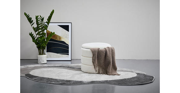 HOCKER Vliesstoff, Webpelz Weiß - Schwarz/Weiß, Trend, Textil (49/43/49cm) - Xora