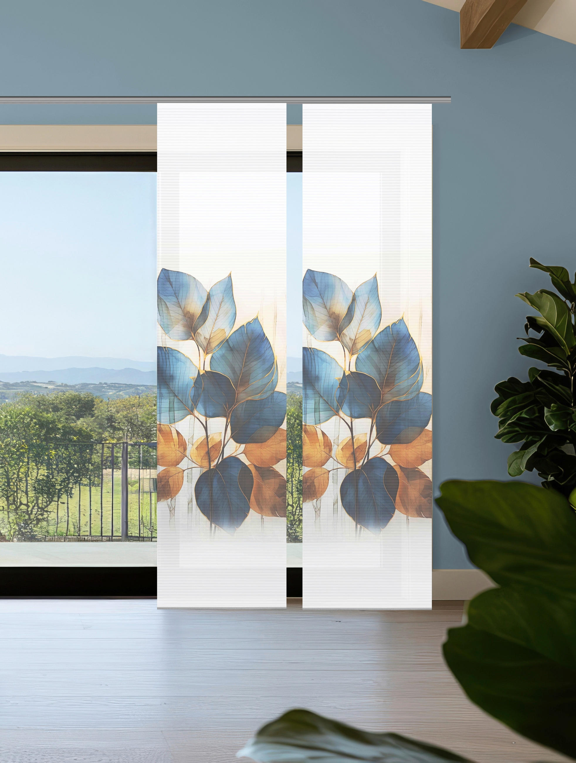FLÄCHENVORHANG  2 Stück  blickdicht  60/245 cm   - Blau/Weiß, LIFESTYLE, Textil (60/245cm)