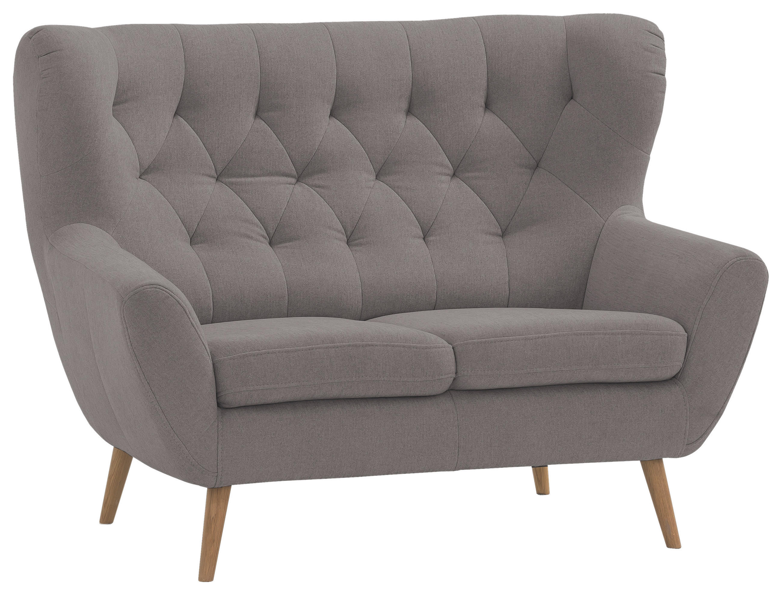 2-SITZER-SOFA Webstoff Taupe  - Taupe/Eichefarben, Design, Holz/Textil (138/104/92cm) - Stylife