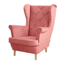 OHRENSESSEL in Samt Rosa  - Naturfarben/Rosa, Design, Holz/Textil (84/105/90cm) - P & B
