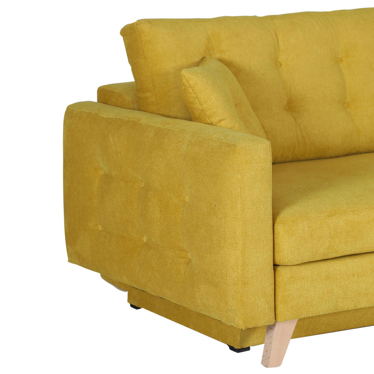 BÄDDSOFFA i flatväv gul  - naturfärgad/gul, Klassisk, textil (225/70/98cm) - Livetastic
