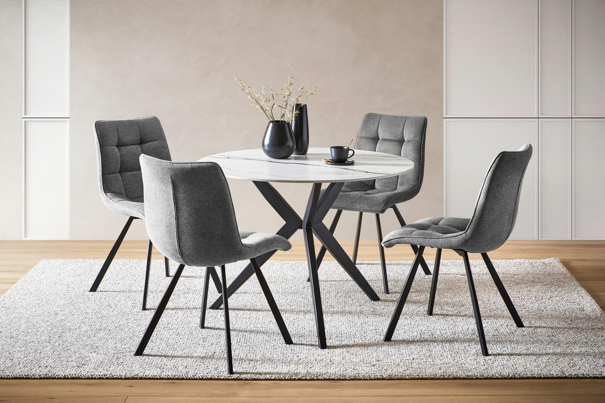 ESSTISCH in Metall, Keramik 100/100/76 cm  - Beige/Schwarz, Design, Keramik/Metall (100/100/76cm) - Xora