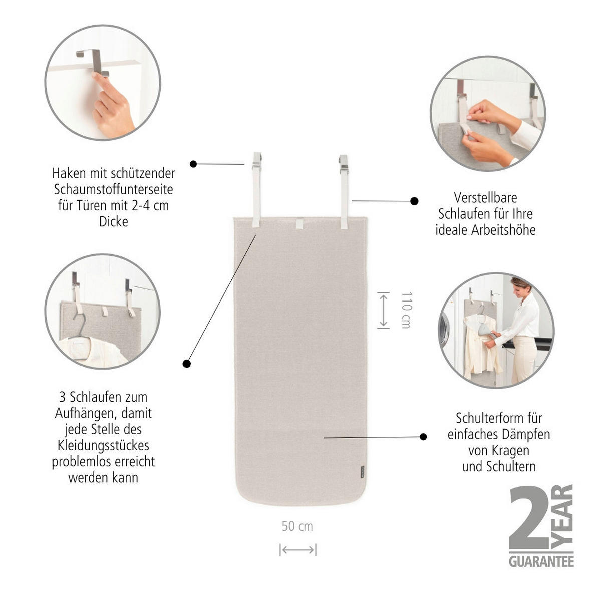 PODLOGA ZA PARNO GLAČANJE    50/110/0,8 cm    - siva, Basics, metal/tekstil (50/110/0,8cm) - Brabantia