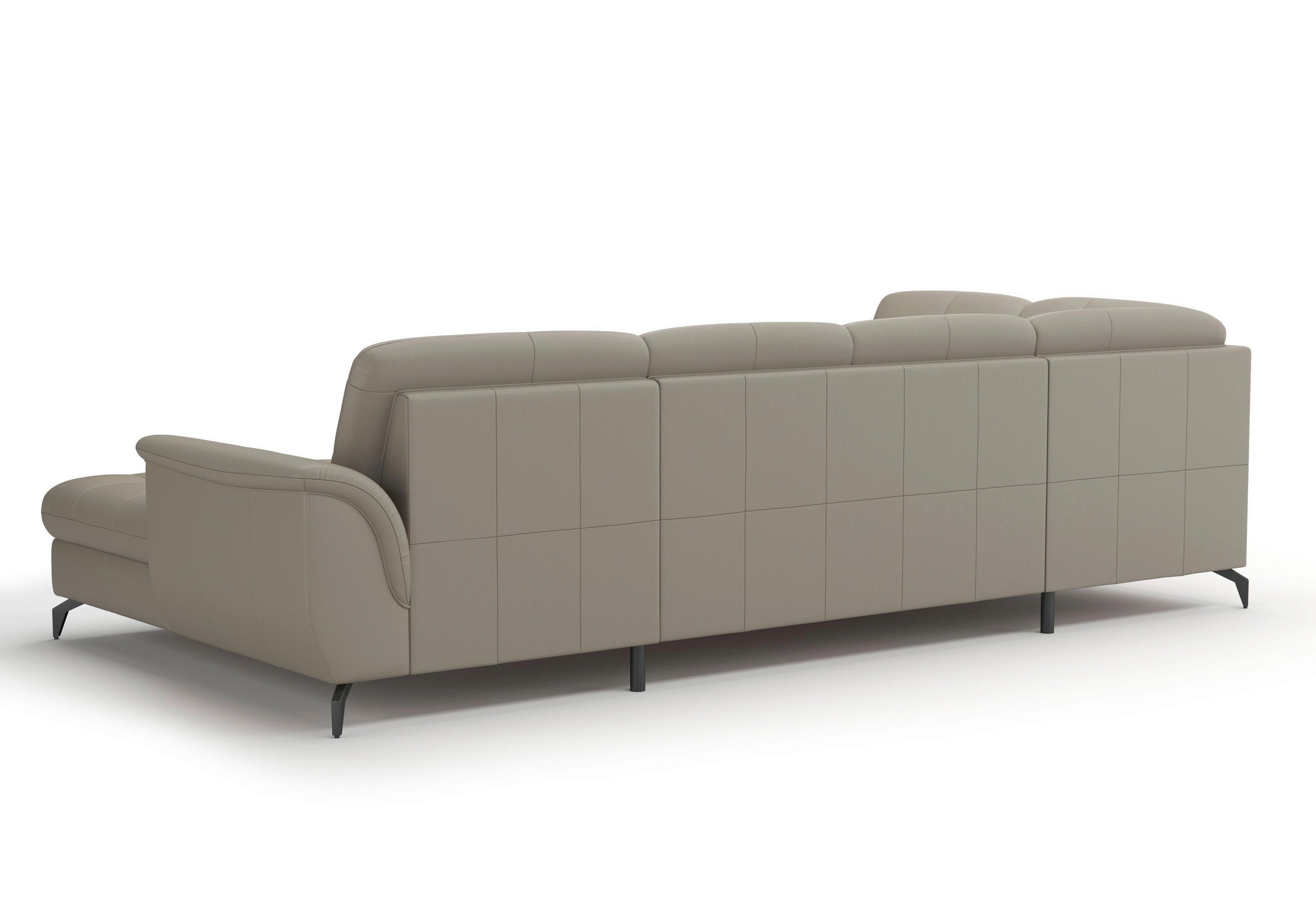 WOHNLANDSCHAFT Grau Echtleder  - Schwarz/Grau, MODERN, Leder/Metall (212/319/164cm) - Sit & More