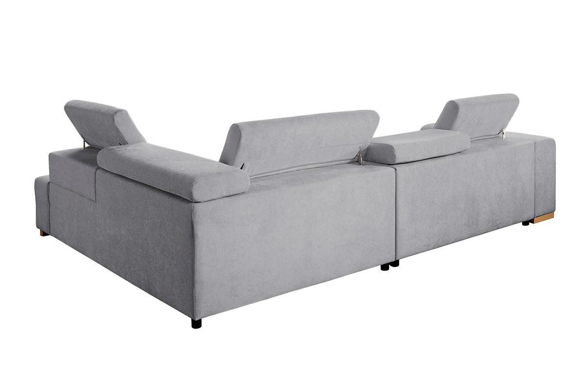 ECKSOFA in Chenille Grau  - Naturfarben/Grau, Design, Holz/Textil (307/201cm) - Livetastic