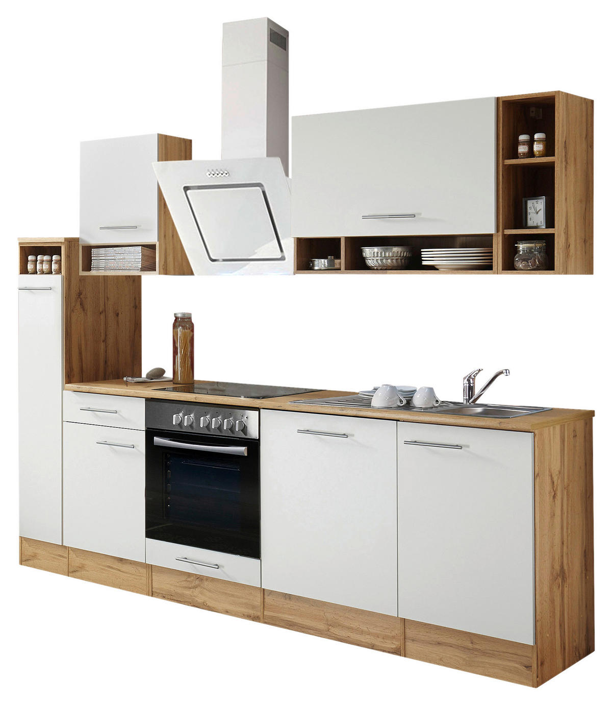 KÜCHENBLOCK 250 cm   in Eichefarben  - Weiss/Eichefarben, Basics, Holzwerkstoff (250cm) - Respekta