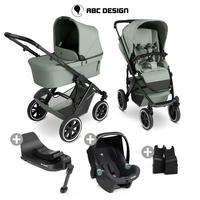 KINDERWAGENSET  Salsa 5 Air All in One Set  Pine  - Pastellgrün/Schwarz, Basics, Textil/Metall (63/118/95.5cm) - ABC Design