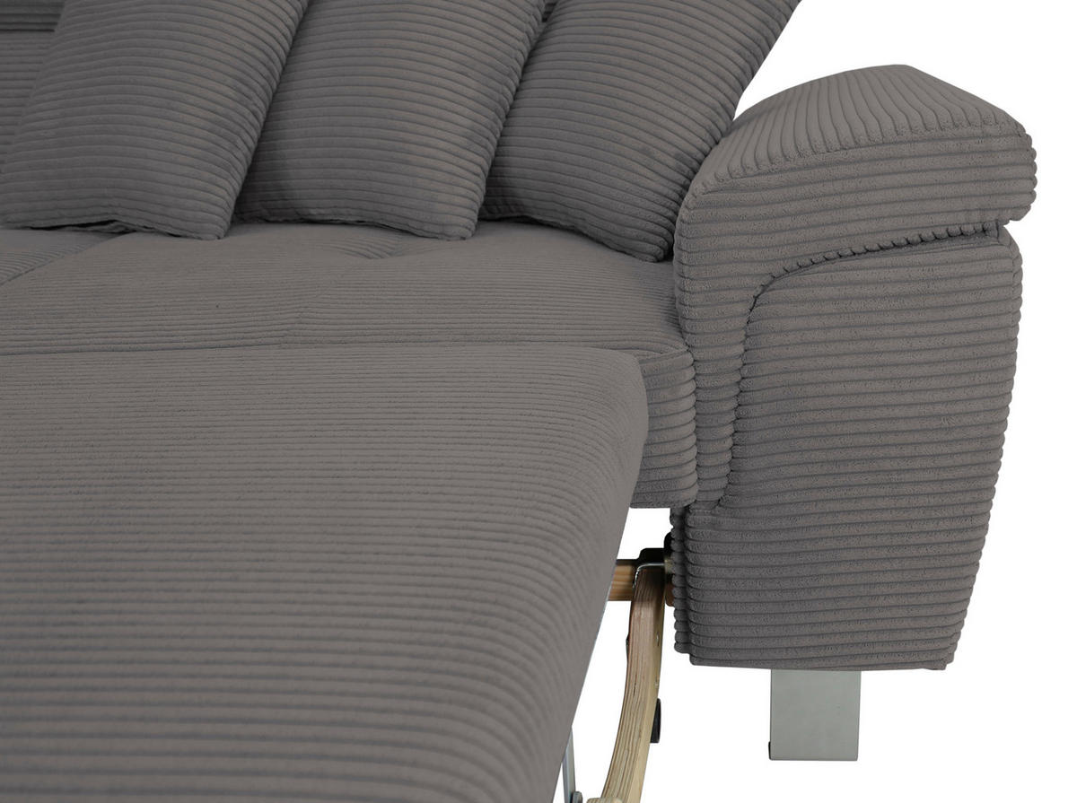 ECKSOFA in Cord Dunkelgrau  - Dunkelgrau/Silberfarben, Design, Textil/Metall (226/257cm) - Xora