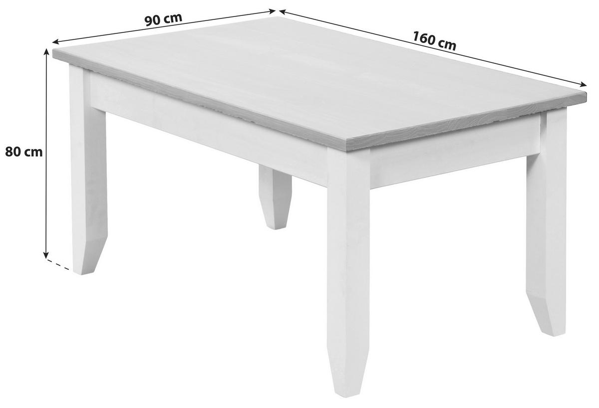 ESSTISCH Kiefer massiv Weiß  - Weiß, LIFESTYLE, Holz (160/90/80cm) - Livetastic