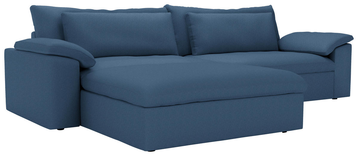ECKSOFA  Chenille Dunkelblau  - Schwarz/Dunkelblau, Modern, Kunststoff/Textil (198/306cm) - Carryhome